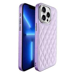 For iPhone 13 Pro Plaid Series 9D Electroplated Phone Case(Purple)