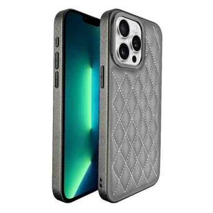 For iPhone 13 Pro Max Plaid Series 9D Electroplated Phone Case(Titanium Grey)