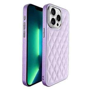 For iPhone 13 Pro Max Plaid Series 9D Electroplated Phone Case(Purple)