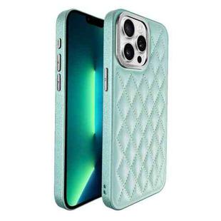 For iPhone 13 Pro Max Plaid Series 9D Electroplated Phone Case(Cyan-blue)