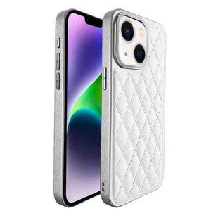 For iPhone 14 Plus Plaid Series 9D Electroplated Phone Case(Titanium Silver)