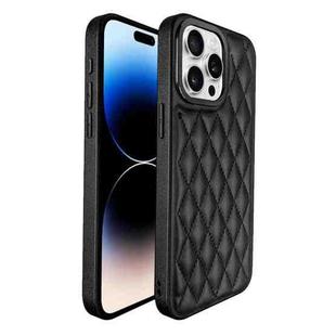 For iPhone 14 Pro Plaid Series 9D Electroplated Phone Case(Titanium Black)