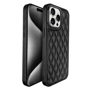 For iPhone 15 Pro Plaid Series 9D Electroplated Phone Case(Titanium Black)