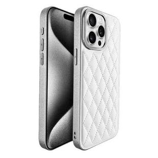 For iPhone 15 Pro Plaid Series 9D Electroplated Phone Case(Titanium Silver)