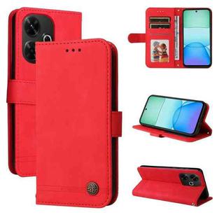 For Redmi 13 4G / Redmi Note 13R Skin Feel Life Tree Metal Button Leather Phone Case(Red)