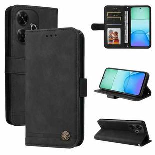 For Redmi 13 4G / Redmi Note 13R Skin Feel Life Tree Metal Button Leather Phone Case(Black)