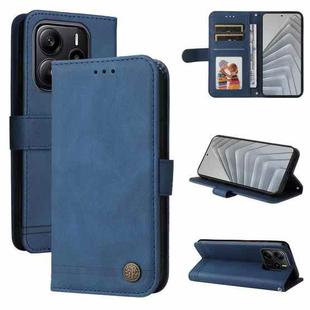 For Redmi Note 14 4G 164.84mm Skin Feel Life Tree Metal Button Leather Phone Case(Blue)