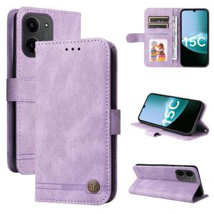 For Redmi 15C 4G 173.1mm / 15C 5G 173.1mm Skin Feel Life Tree Metal Button Leather Phone Case(Purple)