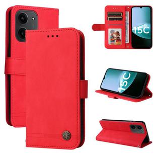 For Redmi 15C 4G 171.5mm / Xiaomi Poco C85 4G Skin Feel Life Tree Metal Button Leather Phone Case(Red)
