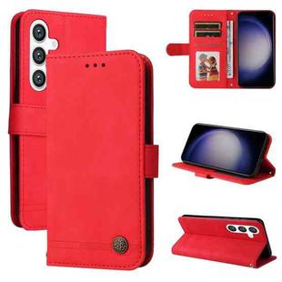 For Samsung Galaxy S25 5G Skin Feel Life Tree Metal Button Leather Phone Case(Red)