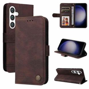 For Samsung Galaxy S25+ 5G Skin Feel Life Tree Metal Button Leather Phone Case(Brown)