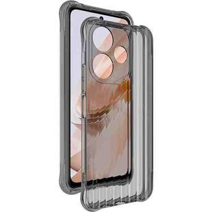 For Redmi Note 13R 5G IMAK Corrugated Texture Airbag TPU Phone Case(Transparent Black)