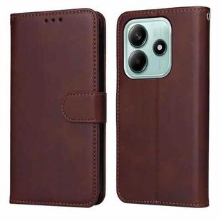 For Redmi Note 14 5G Classic Calf Texture Flip Leather Phone Case(Brown)