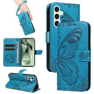 For Samsung Galaxy S24 FE 5G Swallowtail Butterfly Embossed Leather Phone Case(Blue)