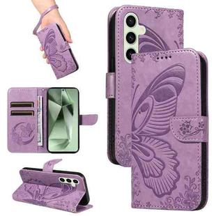 For Samsung Galaxy S24 FE 5G Swallowtail Butterfly Embossed Leather Phone Case(Purple)