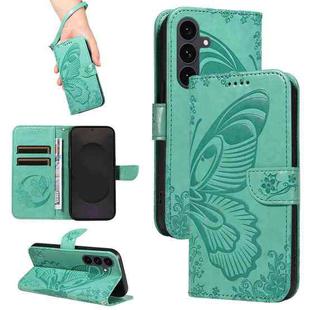 For Samsung Galaxy S25 FE 5G Swallowtail Butterfly Embossed Leather Phone Case(Green)