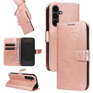 For Samsung Galaxy S25 FE 5G Swallowtail Butterfly Embossed Leather Phone Case(Rose Gold)