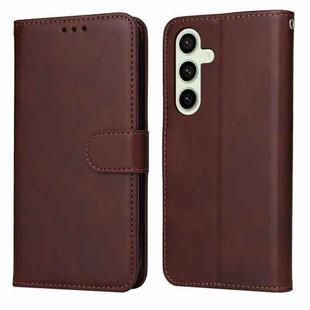 For Samsung Galaxy S24 FE 5G Classic Calf Texture Flip Leather Phone Case(Brown)