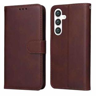 For Samsung Galaxy S25 5G Classic Calf Texture Flip Leather Phone Case(Brown)