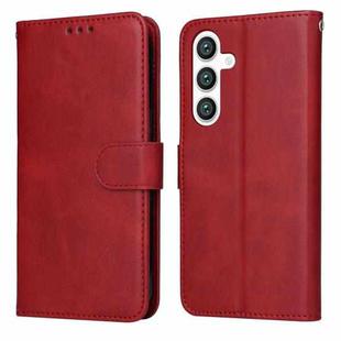 For Samsung Galaxy S25 5G Classic Calf Texture Flip Leather Phone Case(Red)
