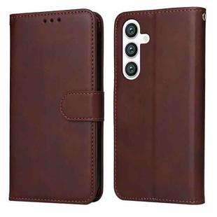 For Samsung Galaxy S25+ 5G Classic Calf Texture Flip Leather Phone Case(Brown)