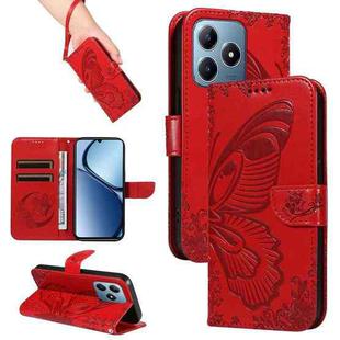 For Realme C63 / C61 Global Swallowtail Butterfly Embossed Leather Phone Case(Red)