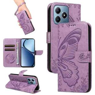 For Realme C63 / C61 Global Swallowtail Butterfly Embossed Leather Phone Case(Purple)