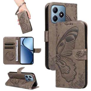 For Realme C63 / C61 Global Swallowtail Butterfly Embossed Leather Phone Case(Grey)