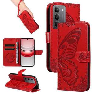 For Realme 14x 5G Swallowtail Butterfly Embossed Leather Phone Case(Red)