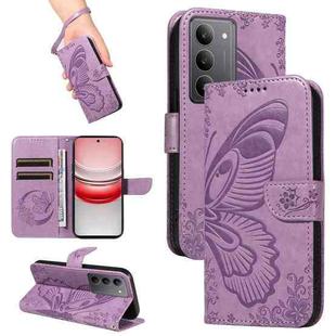 For Realme 14x 5G Swallowtail Butterfly Embossed Leather Phone Case(Purple)