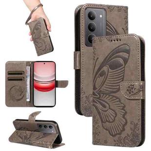 For Realme 14x 5G Swallowtail Butterfly Embossed Leather Phone Case(Grey)