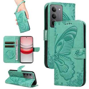 For Realme 14x 5G Swallowtail Butterfly Embossed Leather Phone Case(Green)