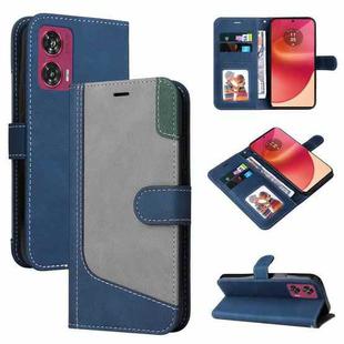 For Motorola Edge 50 Fusion Three Color Splicing Leather Phone Case(Blue)