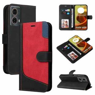 For Motorola Moto G85 Three Color Splicing Leather Phone Case(Black)