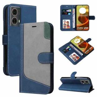 For Motorola Moto G85 Three Color Splicing Leather Phone Case(Blue)