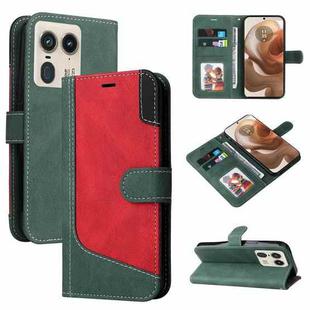 For Motorola Moto X50 Ultra Three Color Splicing Leather Phone Case(Green)