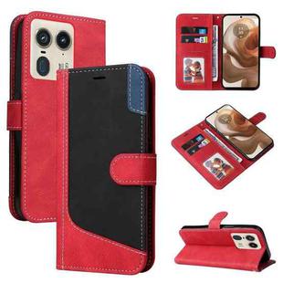 For Motorola Moto X50 Ultra Three Color Splicing Leather Phone Case(Red)