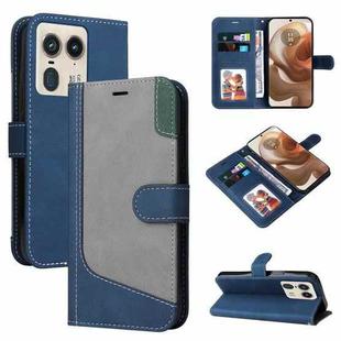 For Motorola Moto X50 Ultra Three Color Splicing Leather Phone Case(Blue)