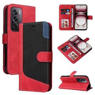 For OPPO Reno12 Pro 5G Global Three Color Splicing Leather Phone Case(Red)