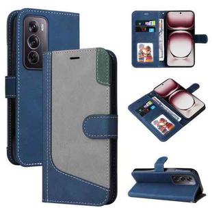 For OPPO Reno12 Pro 5G Global Three Color Splicing Leather Phone Case(Blue)