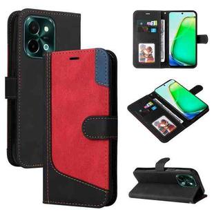 For vivo Y28 4G Three Color Splicing Leather Phone Case(Black)