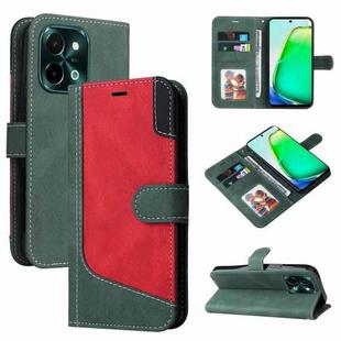 For vivo Y28 4G Three Color Splicing Leather Phone Case(Green)