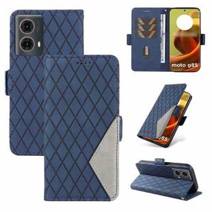 For Motorola Moto G85 Dual-color Rhombic Lattice Leather Phone Case(Blue)