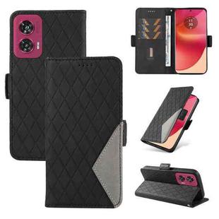 For Motorola Edge 50 Fusion Dual-color Rhombic Lattice Leather Phone Case(Black)