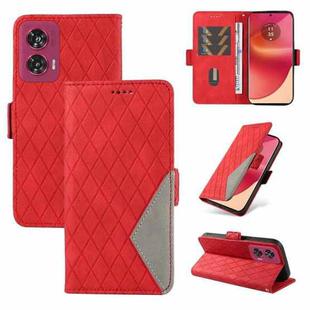 For Motorola Edge 50 Fusion Dual-color Rhombic Lattice Leather Phone Case(Red)