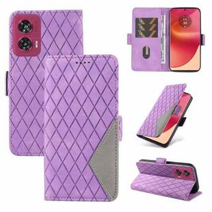 For Motorola Edge 50 Fusion Dual-color Rhombic Lattice Leather Phone Case(Purple)