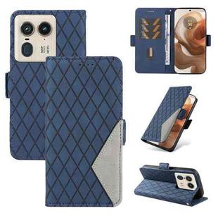 For Motorola Moto X50 Ultra Dual-color Rhombic Lattice Leather Phone Case(Blue)