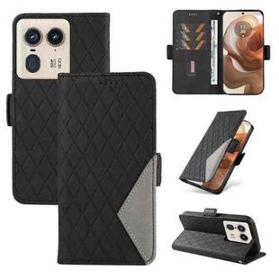 For Motorola Moto X50 Ultra Dual-color Rhombic Lattice Leather Phone Case(Black)