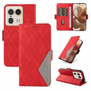 For Motorola Moto X50 Ultra Dual-color Rhombic Lattice Leather Phone Case(Red)