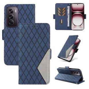 For OPPO Reno12 Pro 5G Global Dual-color Rhombic Lattice Leather Phone Case(Blue)